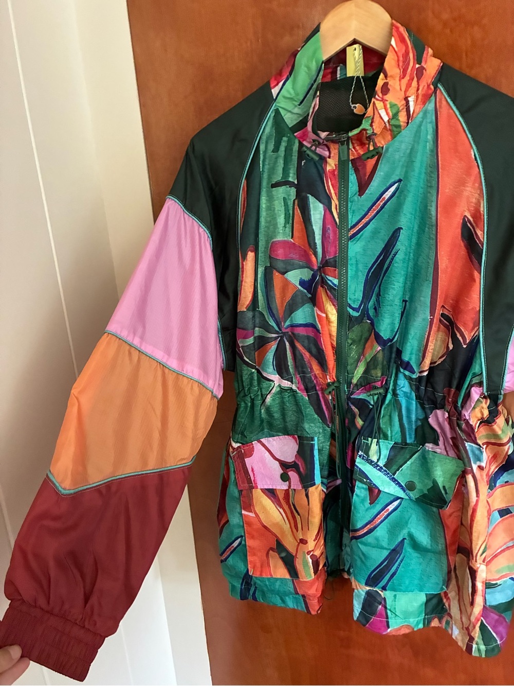 FARM Rio Multicolor Tropical Patchwork Windbreaker - Picture 2 of 4